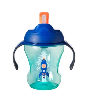 Чашка Tommee Tippee Easy Drink с трубочкой 230 мл 6 мес Голубая (TT0077-3-RACHE-ALBAS)