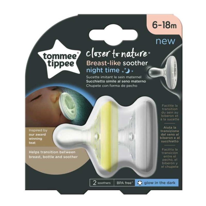 Пустышка Tommee Tippee Breast-like Night time 6-18 мес 2 шт (TT0326)