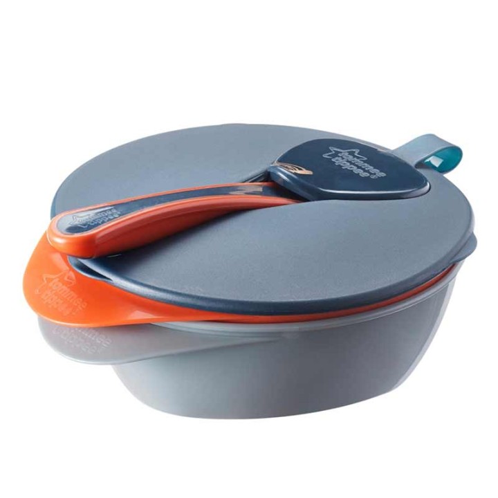 Тарелки Tommee Tippee с крышкой и ложкой 6 мес 2 шт (TT0130-1-NEGRU/ROSU)