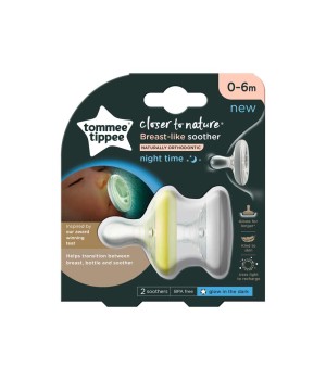 Пустышка Tommee Tippee Breast-like Night time 0-6 мес 2 шт (TT0325)